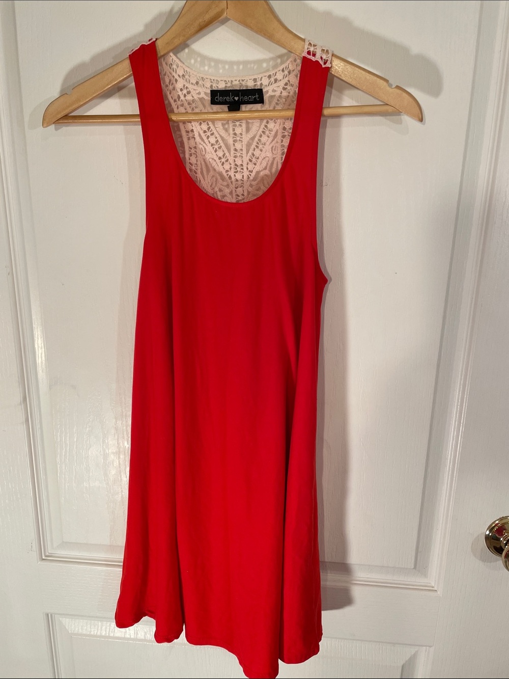 Derek Heart Bright Red Lace-Back Tank Tunic